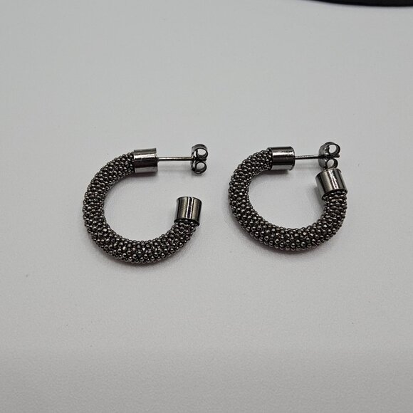 Sterling Silver Rhodium-plated 4x14mmTwisted Hoop Earrings  Sterling Silver 925 Black Rhodium Plated Italian Hoop Earrings